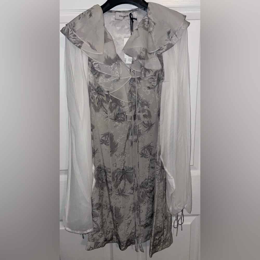 Coach Silver Floral Long Sleeve Dress